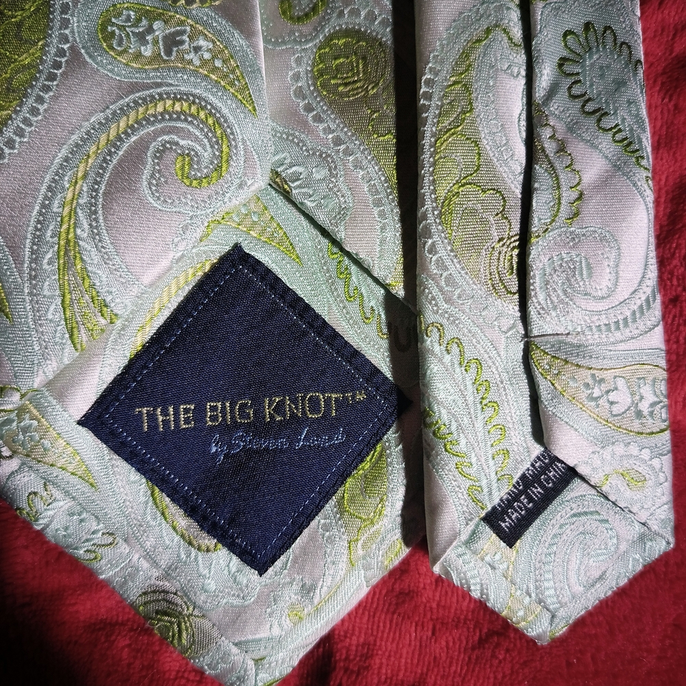 Silk Tie Steven Land Paisley Tie in Green and Gray - Picture 2 of 3